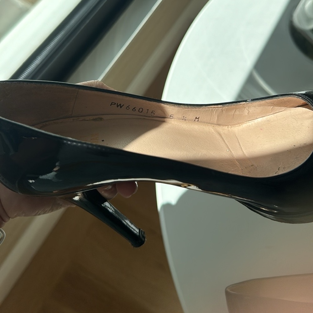 Patent leather platform pumps